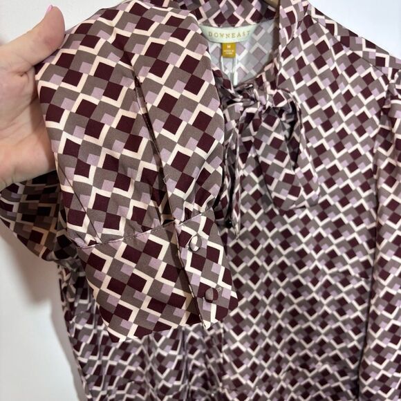 Downeast KELLY SHIRTDRESS WITH BOW TIE NEW with tags Size Medium GEO PEPPERCORN - Picture 9 of 15